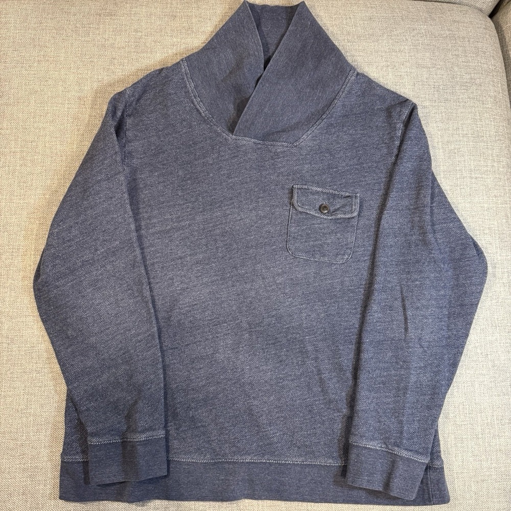 Surf Pendleton Men's XL Blue Shawl Collar Pullover Pocket Cotton